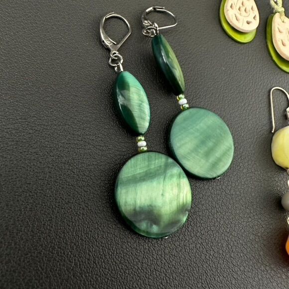 Green & Orange Dangle Drop Statement Earring Lot Bundle - Picture 3 of 4